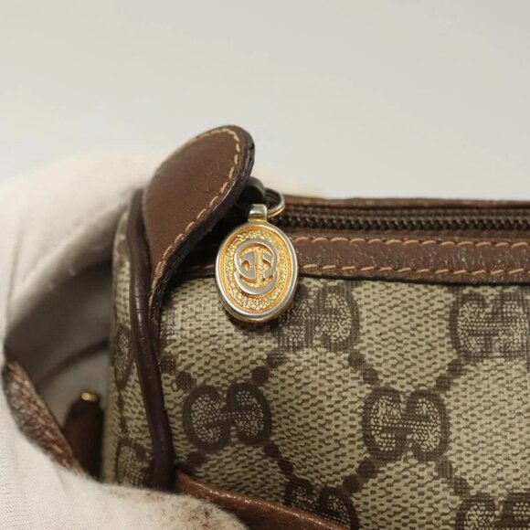 GUCCI GG Supreme Web Sherry Line Bag PVC Beige Gold - Picture 5 of 15